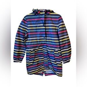Joules Navy Multicolor Stripe Rain Coat SZ 6 new without tags